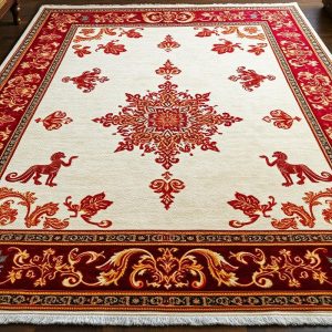 Persian Style Hand-Embroidered Carpet 6x9 ft